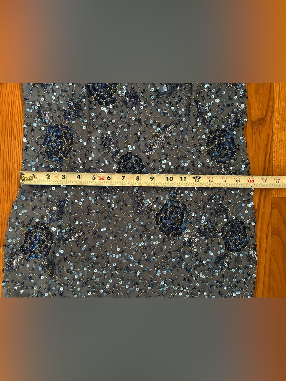 Adrianna Papell Blue Sequin Floral Evening Dress size 12 - Picture 9 of 10